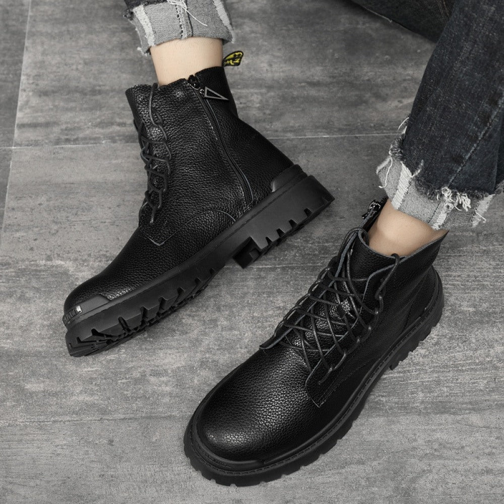 Autumn And Winter New Trend Round Toe Mid-Tube Martin Boots