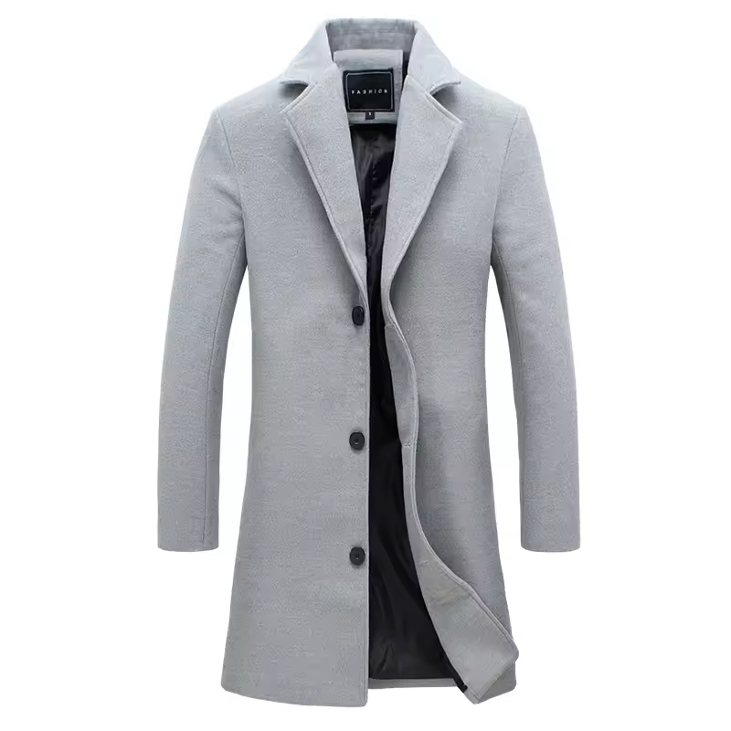 Men's Turn-down Collar Solid Color Simple Button Casual Coat