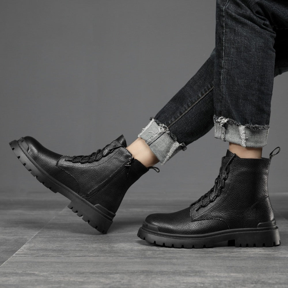 Autumn And Winter New Trend Round Toe Mid-Tube Martin Boots