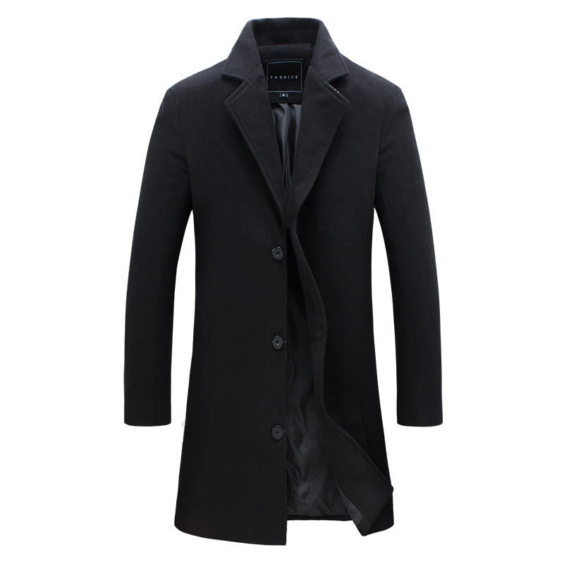 Men's Turn-down Collar Solid Color Simple Button Casual Coat