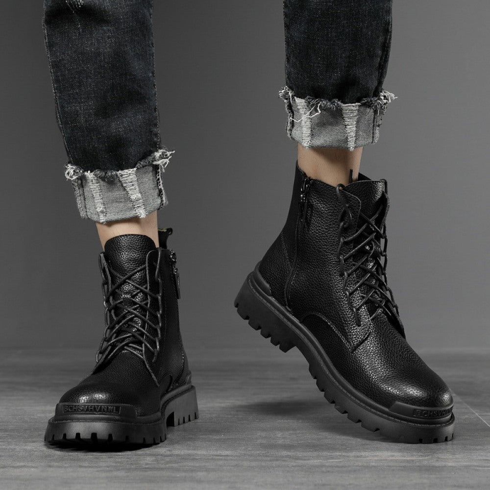 Autumn And Winter New Trend Round Toe Mid-Tube Martin Boots