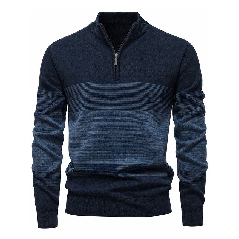 Men's Zip-up Knitted High Neck Sweater