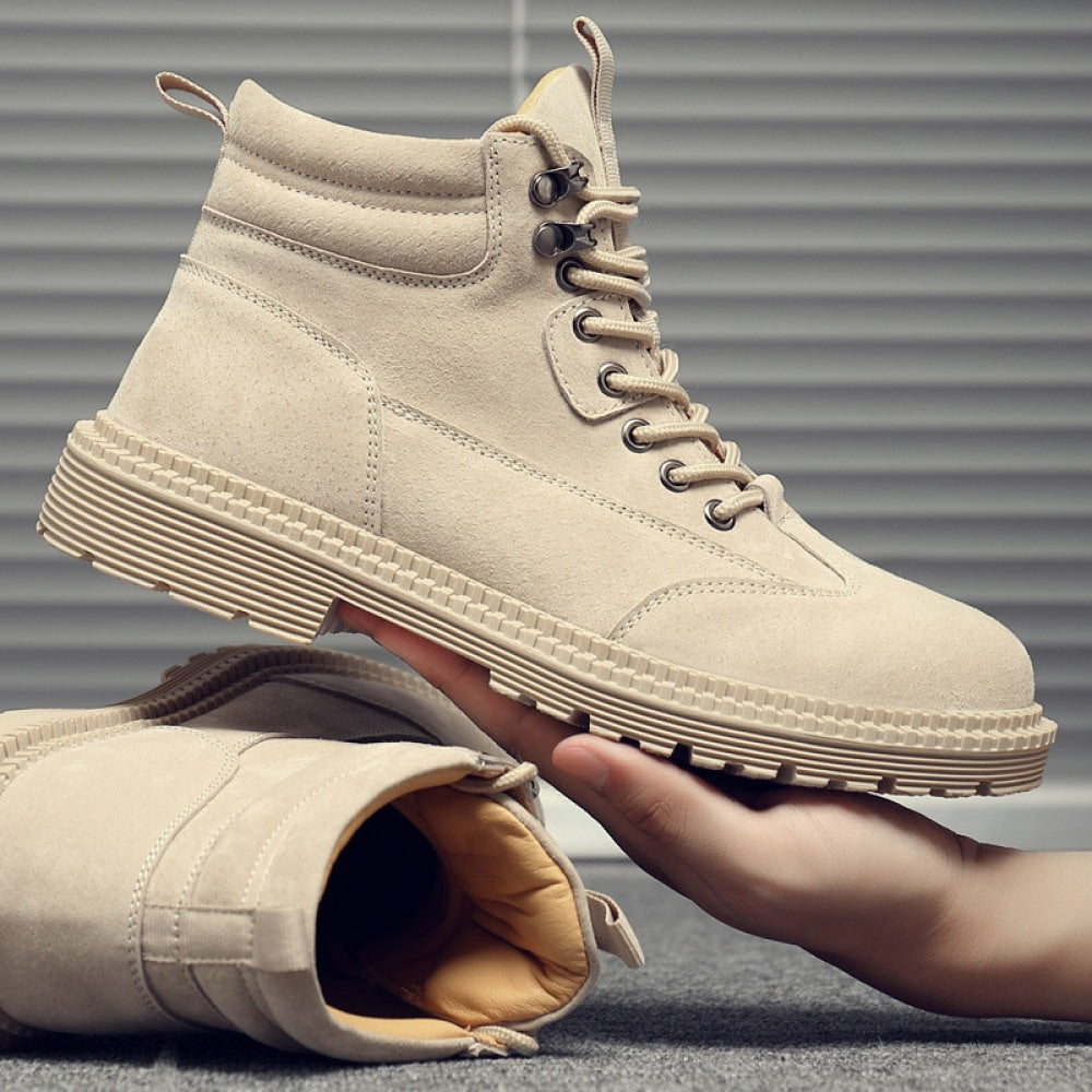 New Men's Leather Trend High-Top Tooling Desert Boots