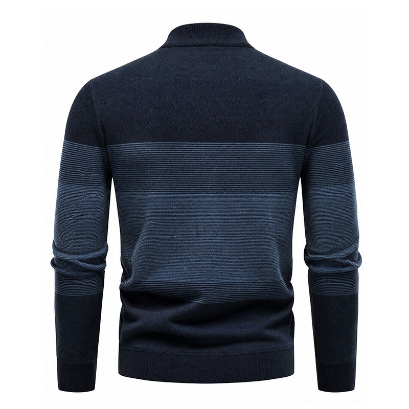 Men's Zip-up Knitted High Neck Sweater