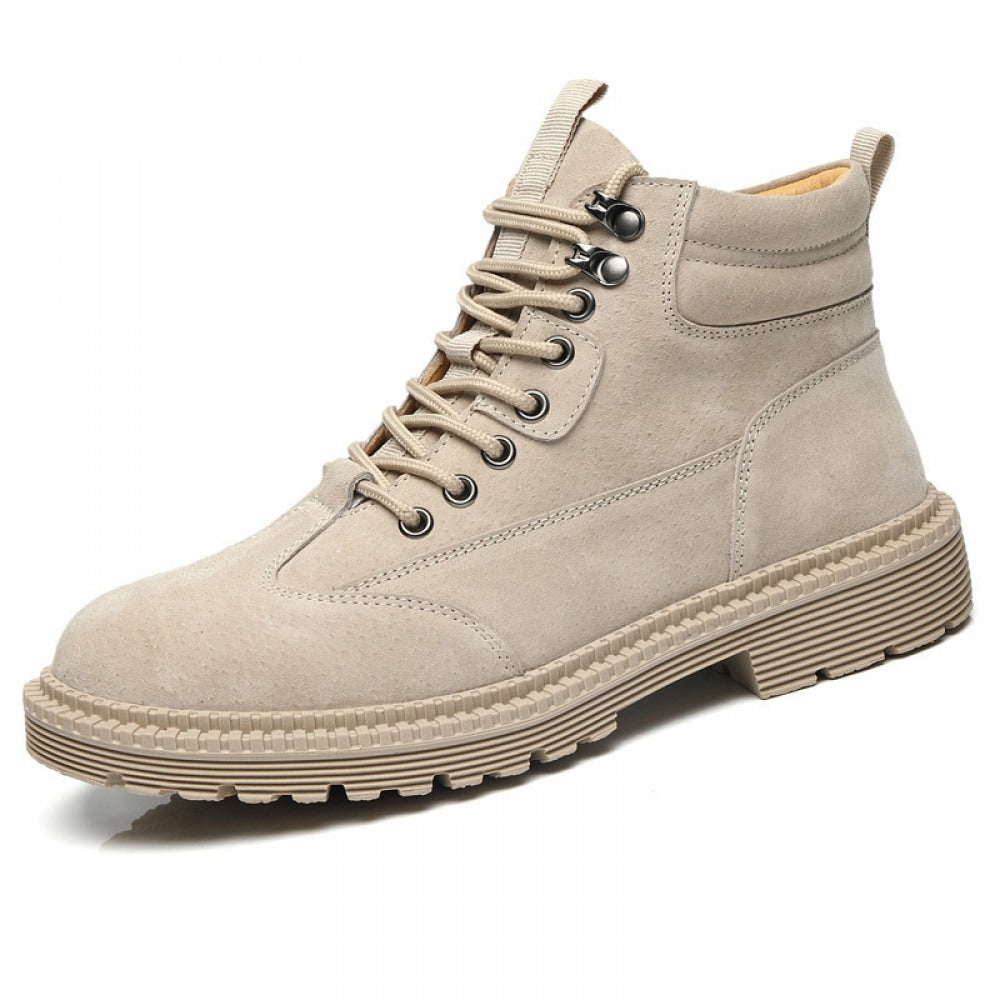 New Men's Leather Trend High-Top Tooling Desert Boots