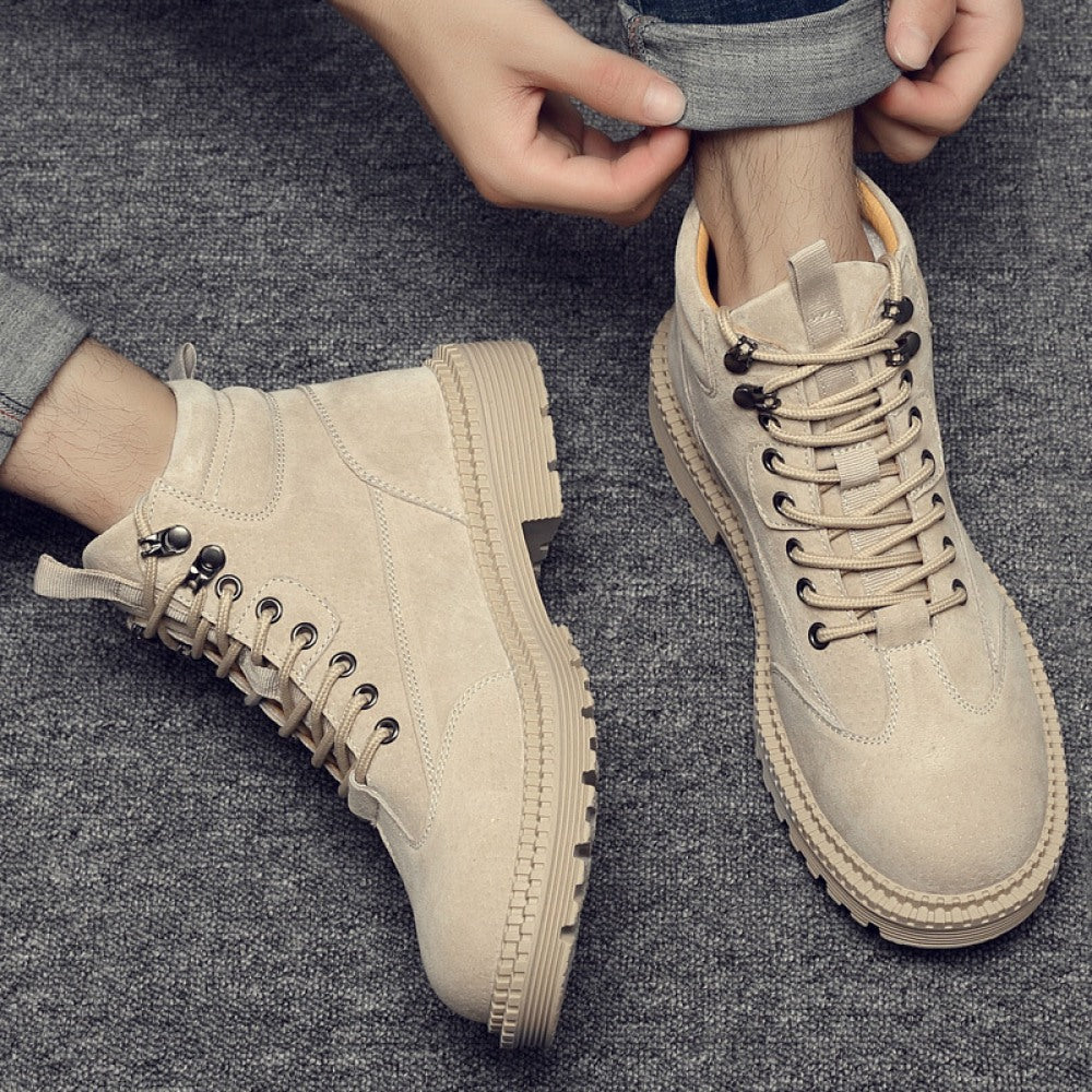 New Men's Leather Trend High-Top Tooling Desert Boots