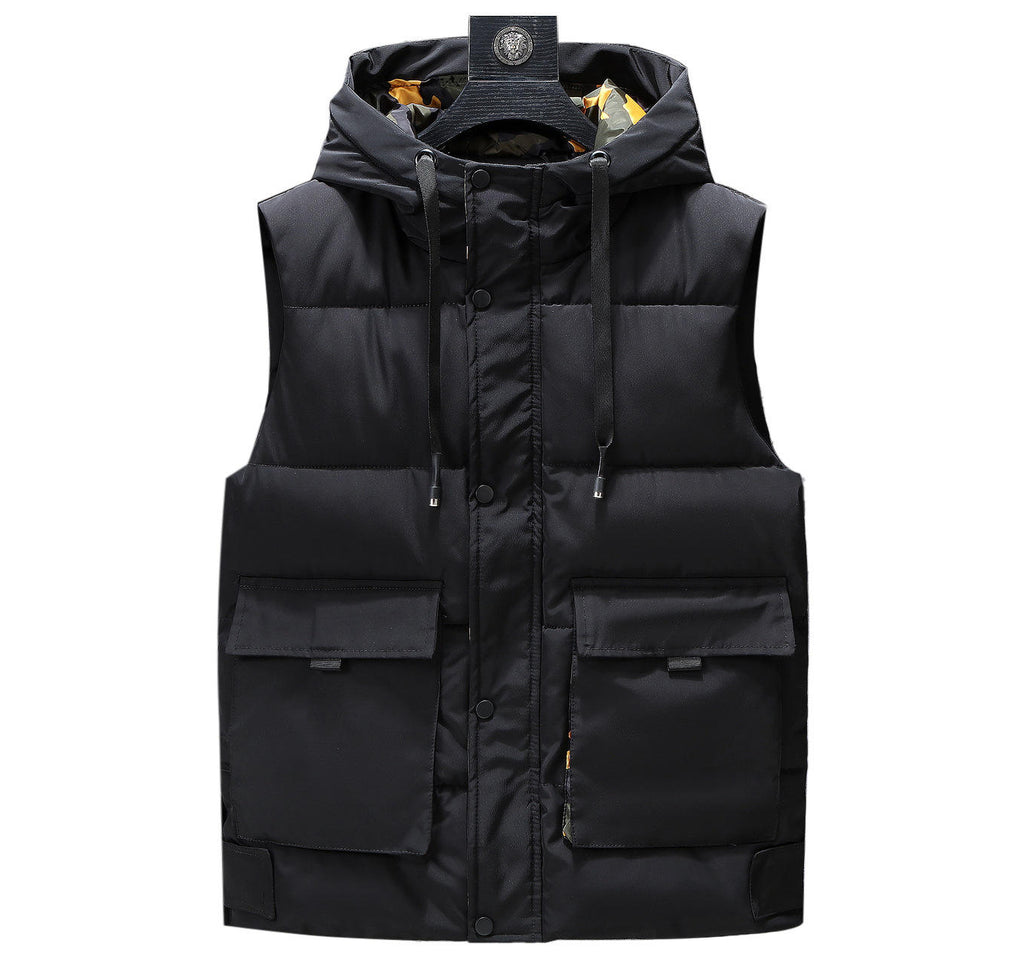 Men's Winter Casual Waterproof Hooded Vest Coat